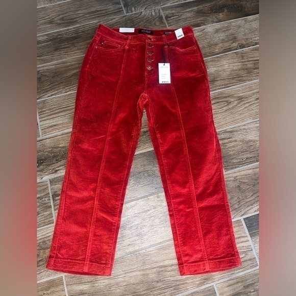 Judy Blue Pants - NWT Judy Blue High Rise Button Fly Rust Corduroy Straight Leg Pants